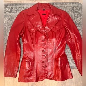 Vintage 90s genuine red leather jacket